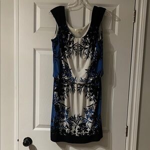 London Times Floral Mini Dress - Black, Blue, and White